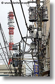 asia, japan, kanto, streets, tokyo, towers, vertical, wires, photograph