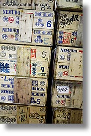 asia, boxes, japan, kanto, shipping, tokyo, tsukiji market, vertical, photograph