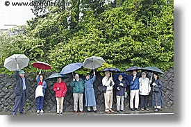 asia, groups, horizontal, japan, tour group, umbrellas, photograph