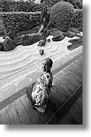 asia, black and white, gardens, japan, jills, tour group, vertical, zen, photograph