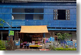 asia, awnings, blues, buildings, horizontal, laos, luang prabang, shops, stores, thatched, photograph