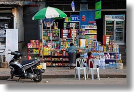 asia, buildings, foods, horizontal, laos, luang prabang, shops, stores, umbrellas, photograph