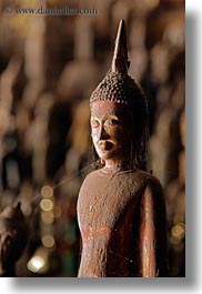 asia, buddhas, buildings, cave temple, caves, figurines, laos, luang prabang, temples, vertical, photograph