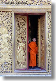 apsara, asia, buddhist, buildings, doors, golden, laos, luang prabang, monks, people, religious, temples, vertical, womens, xiethong, photograph