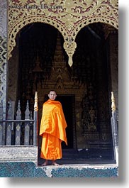 asia, buddhist, buildings, gates, laos, luang prabang, monks, religious, temples, vertical, xiethong, photograph