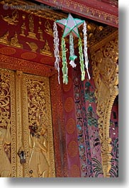 apsara, asia, buddhist, buildings, from, hangings, laos, luang prabang, people, religious, stars, temples, vertical, womens, xiethong, photograph