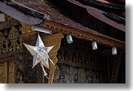 asia, buddhist, buildings, from, hangings, horizontal, laos, luang prabang, religious, stars, temples, xiethong, photograph
