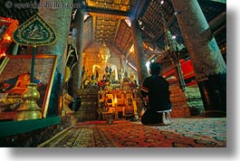 asia, buddhas, buddhist, buildings, golden, horizontal, laos, luang prabang, praying, religious, temples, xiethong, photograph