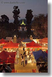 asia, bazaar, laos, luang prabang, market, museums, palace, structures, tents, vertical, photograph