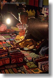asia, crafts, laos, luang prabang, market, old, people, selling, senior citizen, vertical, womens, photograph