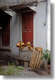 asia, baskets, doors, laos, luang prabang, vertical, photograph