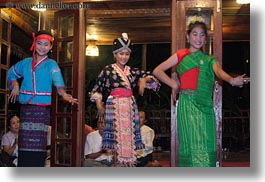 asia, asian, dance, dancing, emotions, girls, horizontal, laos, luang prabang, people, smiles, trio, photograph
