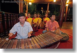 asia, asian, dance, girls, horizontal, instruments, laos, luang prabang, music, musicians, people, xylophone, photograph