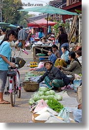 asia, foods, fruits, laos, lettuce, luang prabang, market, people, produce, selling, selling food, vegetables, vertical, womens, photograph