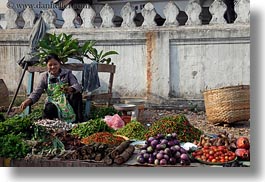asia, asian, foods, fruits, horizontal, laos, luang prabang, market, people, produce, selling, selling food, vegetables, womens, photograph