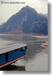 asia, boats, laos, luang prabang, mountains, rivers, round, scenics, tops, vertical, photograph
