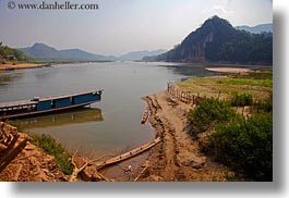asia, boats, horizontal, laos, luang prabang, mountains, rivers, round, scenics, tops, photograph