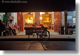asia, bicycles, bikes, fronts, horizontal, laos, luang prabang, nite, stores, transportation, photograph