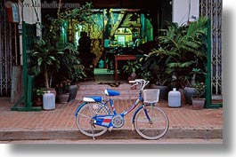asia, baskets, bicycles, bikes, blues, horizontal, laos, luang prabang, transportation, photograph