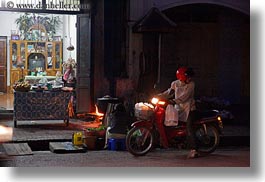 asia, bikes, headlights, horizontal, laos, luang prabang, motorcycles, nite, stores, transportation, photograph
