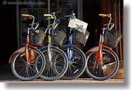 asia, bikes, colored, colorful, colors, horizontal, laos, luang prabang, multi, transportation, photograph