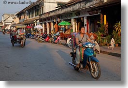 asia, bikes, blues, horizontal, laos, luang prabang, motorcycles, towns, transportation, womens, photograph