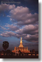 asia, clouds, laos, palace, sunsets, vertical, vientiane, photograph