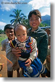 asia, asian, babies, brothers, emotions, hmong, laos, people, poverty, smiles, vertical, villages, photograph