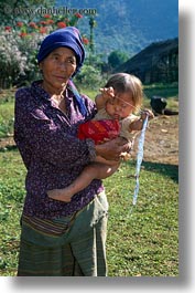asia, asian, childrens, grandmother, hmong, laos, people, poverty, vertical, villages, photograph