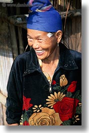 asia, asian, emotions, fabrics, flowers, hmong, laos, materials, nature, people, poverty, senior citizen, smiles, vertical, villages, womens, photograph