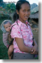 asia, asian, babies, emotions, hmong, laos, mothers, people, poverty, smiles, vertical, villages, photograph
