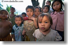 asia, childrens, groups, hmong, horizontal, laos, villages, photograph