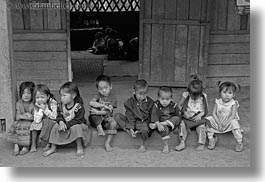 asia, asian, black and white, childrens, hmong, horizontal, laos, people, school, villages, photograph