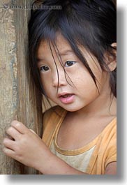 asia, asian, black, childrens, girls, haired, hmong, laos, people, vertical, villages, photograph