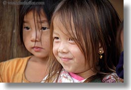 asia, asian, black, browns, childrens, girls, haired, hmong, horizontal, laos, people, villages, photograph