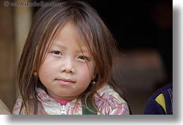 asia, asian, browns, childrens, girls, haired, hmong, horizontal, laos, people, villages, photograph
