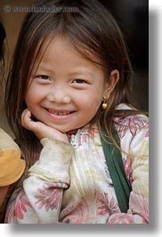 asia, asian, browns, childrens, girls, haired, hmong, laos, people, vertical, villages, photograph