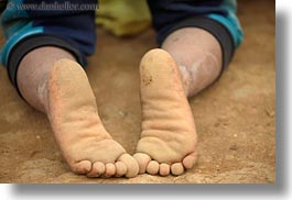 asia, childrens, dirty, feet, hmong, horizontal, laos, toddlers, villages, photograph