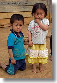 asia, asian, boys, childrens, girls, hmong, laos, people, toddlers, vertical, villages, photograph