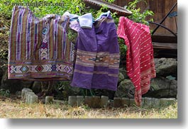 asia, fabrics, hmong, horizontal, laos, villages, photograph