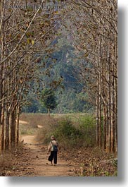 asia, hmong, laos, men, trees, vertical, villages, walking, photograph