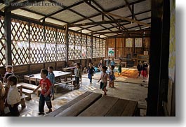 asia, buildings, childrens, classroom, hmong, horizontal, laos, running, school, structures, villages, photograph