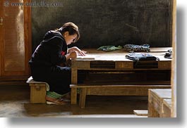 asia, buildings, classroom, hmong, horizontal, laos, school, structures, teacher, villages, photograph