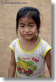 asia, asian, cute, girls, laos, people, river village, shirts, vertical, villages, photograph