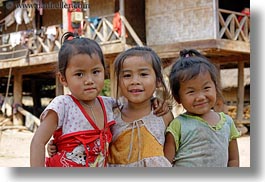asia, asian, emotions, girls, horizontal, laos, people, poverty, river village, smiles, toddlers, villages, photograph