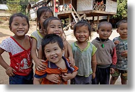 asia, asian, childrens, emotions, groups, horizontal, laos, laugh, people, river village, smiles, villages, photograph