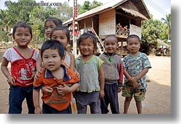 asia, asian, childrens, emotions, groups, horizontal, laos, people, river village, smiles, villages, photograph