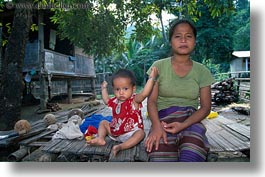 asia, asian, childrens, horizontal, laos, mothers, people, poverty, river village, villages, photograph
