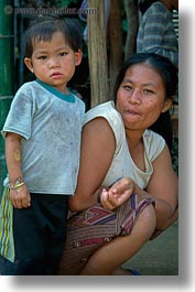 asia, asian, childrens, emotions, laos, mothers, people, poverty, river village, smiles, vertical, villages, photograph