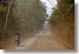 asia, dirt, horizontal, laos, motorcycles, roads, rural, villages, photograph